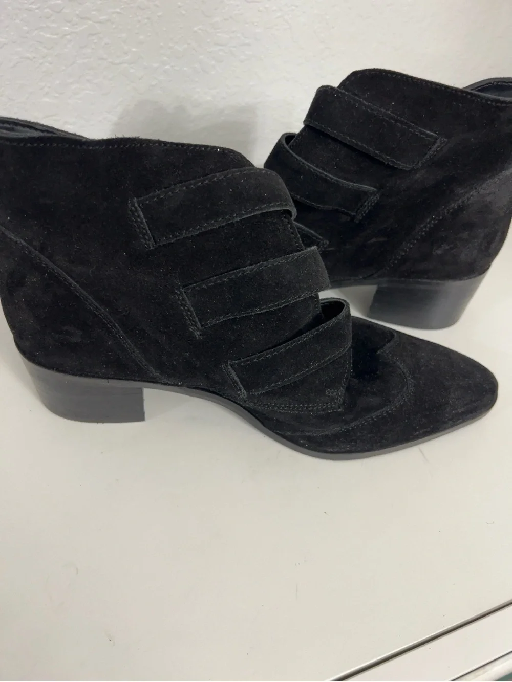 ASOS Black Suede Triple Buckle Western Ankle Boots EU 40